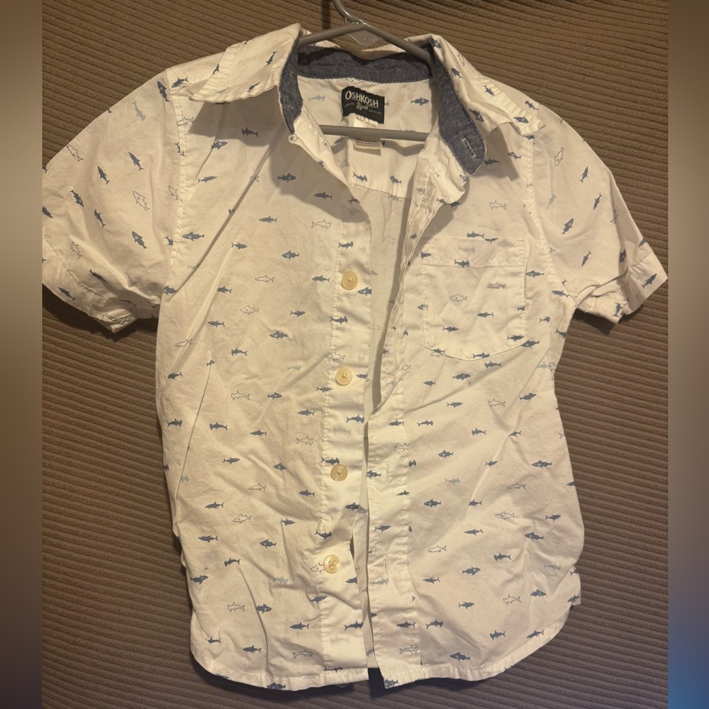 OshKosh B'gosh White Shark Print Boy’s Shirt